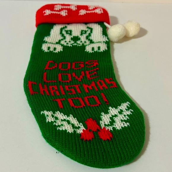 Christmas Knit Festive Stocking Dogs Love Christmas Too 10” - Picture 2 of 5